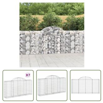 Schanskorven - 200 x 30 x 100/120 cm - Gegalvaniseerd ijzer - Decoratieve tuinbarrières Zilverkleurig