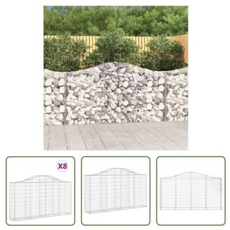 Schanskorven Decoratieve Geluidsisolerende Tuinbarrière - 200x30x100/120 cm - Gegalvaniseerd IJzer Zilverkleurig