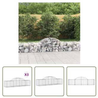 Schanskorven Decoratieve Geluidsisolerende Tuinbarrières - 200 x 50 x 40/60 cm - Gegalvaniseerd IJzer Zilverkleurig