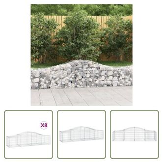 Schanskorven - Decoratieve geluidsisolerende tuinbarrières - 200x50x40/60 cm - Gegalvaniseerd ijzer Zilverkleurig