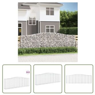 Schanskorven - Decoratieve Geluidsisolerende Tuinbarrières - 400 x 50 x 120/140 cm - Gegalvaniseerd Zilverkleurig