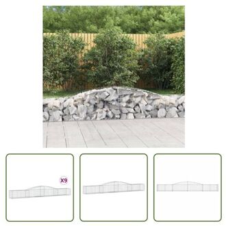 Schanskorven - Decoratieve geluidsisolerende tuinbarrières - 400 x 50 x 40/60 cm - 9 stuks Zilverkleurig