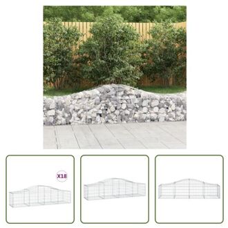 Schanskorven - Decoratieve tuinbarrières - 200 x 50 x 40/60 cm - Gegalvaniseerd ijzer - 18x schanskorf Zilverkleurig