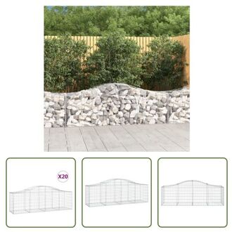 Schanskorven Decoratieve Tuinbarrières - 200 x 50 x 60/80 cm - Gegalvaniseerd IJzer Zilverkleurig