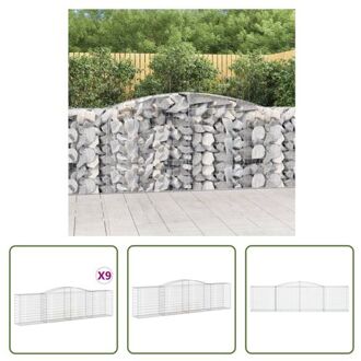 Schanskorven Decoratieve Tuinbarrières - 400x50x100/120 cm - Gegalvaniseerd IJzer Zilverkleurig