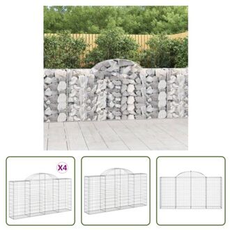 Schanskorven Gabion Muur - 200 x 30 x 100/120 cm - Gegalvaniseerd ijzer Zilverkleurig