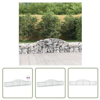 Schanskorven Gegalvaniseerd Ijzer - Decoratieve Tuinbarriers - 300x50x40/60 cm - Set van 15 Zilverkleurig