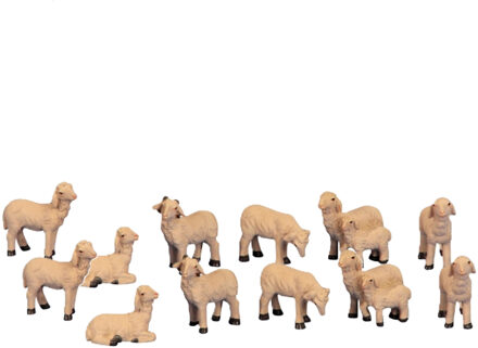 Schapen beeldjes - 12x st - 2,5 tot 4 cm - kunststof -miniatuur beeldjes/dierenbeeldjes
