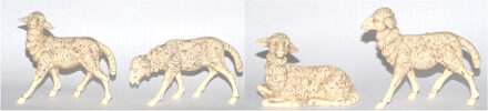 Schapen beeldjes - 4x st - 10 x 10 cm - polystone - dierenbeeldjes