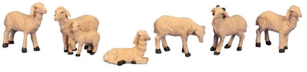 Schapen beeldjes - 6x st - 3,5 tot 5 cm - kunststof -miniatuur beeldjes/dierenbeeldjes
