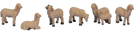 Schapen dierenbeeldjes - 6x stuks - wit - 2,5 - 4 cm - kunststof - Beeldjes