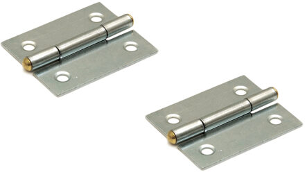 Scharnier - 2x - verzinkt - 3 x 2,6 x 1 cm - Kast- en Raamscharnier