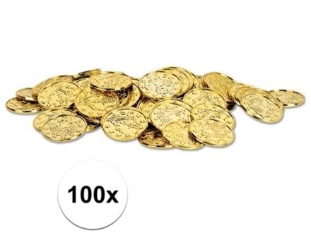 Schatkist munten goud 100 stuks - Feestdecoratievoorwerp