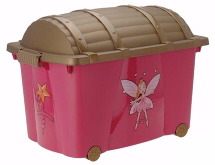 Schatkist opbergbox - prinsessen model - verrijdbaar - 57 Liter - 60x40x42cm Multikleur