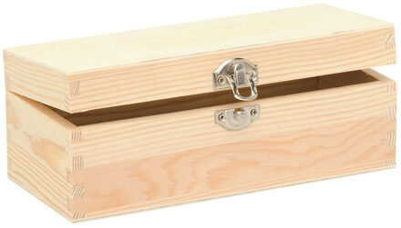 schatkistje met sluiting en deksel - hout - 20 x 8 x 7 cm - Sieraden/spulletjes