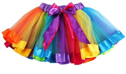 Schattige Baby Rok Meisjes Kids Petticoat Regenboog Pettiskirt Strik Rok Tutu Dancewear Rok 3T