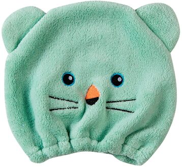 Schattige Beer Bad Cap Zacht Microfiber Haar Tulband Snel Droog Haar Hoed Gewikkeld Handdoek Badmuts Haar Snelheid Droog douche Cap groen