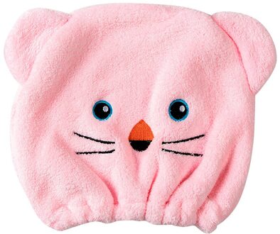 Schattige Beer Bad Cap Zacht Microfiber Haar Tulband Snel Droog Haar Hoed Gewikkeld Handdoek Badmuts Haar Snelheid Droog douche Cap roze 02