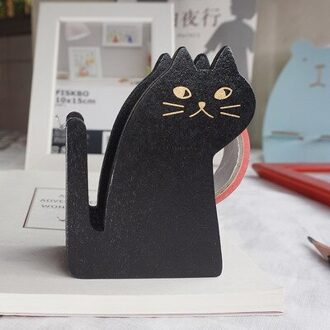 Schattige Beer Kat Afplakband Dispenser Plakband Dispenser Office Desktop Washi Tape Houder Vintage Houten Stationaire