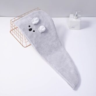 Schattige Beer Kid Haar Tulband Quick Dry Bath Haardrooginrichtingen Handdoek Hoofd Wrap Hat Cap Baden Tool Konijnenoren Patroon hooded Handdoeken grijs
