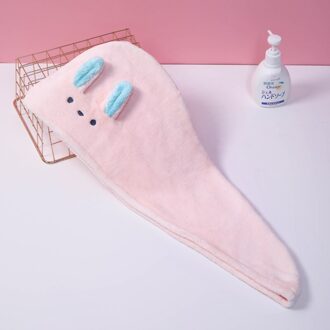 Schattige Beer Kid Haar Tulband Quick Dry Bath Haardrooginrichtingen Handdoek Hoofd Wrap Hat Cap Baden Tool Konijnenoren Patroon hooded Handdoeken roze