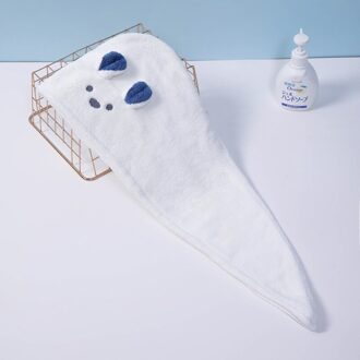 Schattige Beer Kid Haar Tulband Quick Dry Bath Haardrooginrichtingen Handdoek Hoofd Wrap Hat Cap Baden Tool Konijnenoren Patroon hooded Handdoeken wit