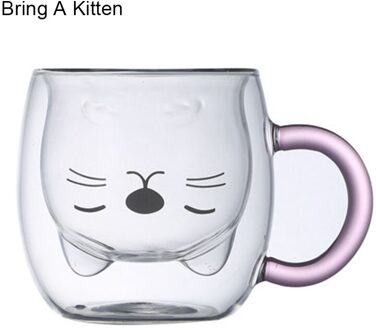 Schattige Beer Koffie Milks Thee Kopjes, dubbele Muur Geïsoleerde Anti-Brandwonden Bril Novelty Cadeaus Voor Verjaardag Valentijnsdag FP8 Bring a kitten