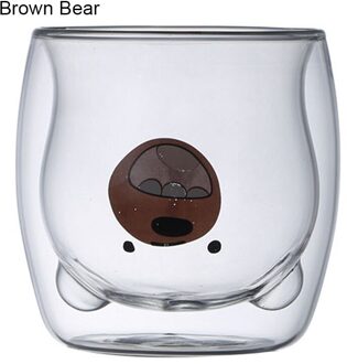 Schattige Beer Koffie Milks Thee Kopjes, dubbele Muur Geïsoleerde Anti-Brandwonden Bril Novelty Cadeaus Voor Verjaardag Valentijnsdag FP8 bruin beer
