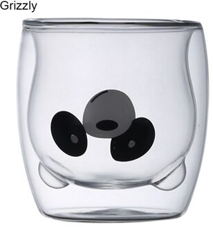 Schattige Beer Koffie Milks Thee Kopjes, dubbele Muur Geïsoleerde Anti-Brandwonden Bril Novelty Cadeaus Voor Verjaardag Valentijnsdag FP8 Grizzly