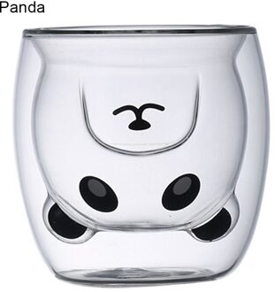 Schattige Beer Koffie Milks Thee Kopjes, dubbele Muur Geïsoleerde Anti-Brandwonden Bril Novelty Cadeaus Voor Verjaardag Valentijnsdag FP8 panda