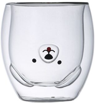 Schattige Beer Koffie Milks Thee Kopjes, dubbele Muur Geïsoleerde Anti-Brandwonden Bril Novelty Cadeaus Voor Verjaardag Valentijnsdag FP8 Puppy beer