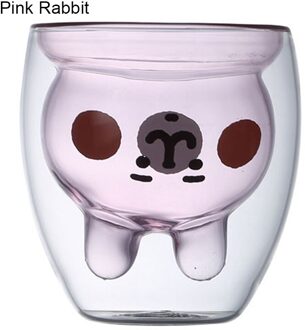 Schattige Beer Koffie Milks Thee Kopjes, dubbele Muur Geïsoleerde Anti-Brandwonden Bril Novelty Cadeaus Voor Verjaardag Valentijnsdag FP8 roze konijn