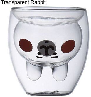 Schattige Beer Koffie Milks Thee Kopjes, dubbele Muur Geïsoleerde Anti-Brandwonden Bril Novelty Cadeaus Voor Verjaardag Valentijnsdag FP8 transparant konijn