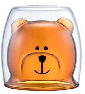 Schattige Beer Vormige Double Wall Mokken Slip Kungfu Thee Mok Melk Citroensap Cup Drinkware Kind Minnaar Koffie Cups mok amber beer