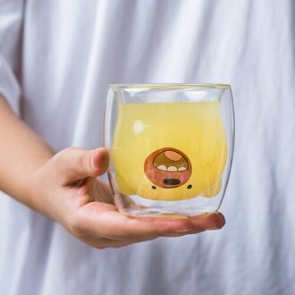 Schattige Beer Vormige Double Wall Mokken Slip Kungfu Thee Mok Melk Citroensap Cup Drinkware Kind Minnaar Koffie Cups mok bruin beer