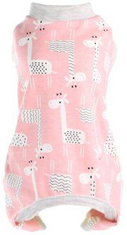 Schattige Kleine Honden Pyjama Honden Cat Katoenen Kleding Puppy Jumpsuit Voor Hond Jas Chihuahua Pomeranian Honden Print Kleding Roze / XL