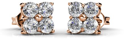 Schattige vierkante oorbellen - roségoud en kristal