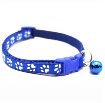 Schattige Voetafdruk Patroon Bell Halsband Voor Katten Halsband Teddy Bomei Hond Cartoon Grappige Halsbanden Leads Kat Accessoires Dier Goederen Marineblauw