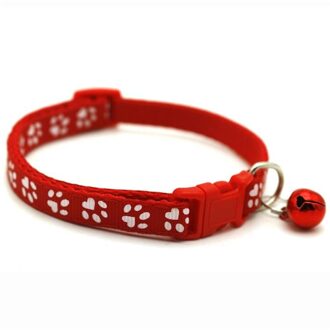 Schattige Voetafdruk Patroon Bell Halsband Voor Katten Halsband Teddy Bomei Hond Cartoon Grappige Halsbanden Leads Kat Accessoires Dier Goederen Rood
