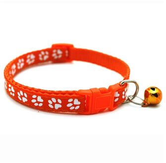 Schattige Voetafdruk Patroon Bell Halsband Voor Katten Halsband Teddy Bomei Hond Cartoon Grappige Halsbanden Leads Kat Accessoires Dier Goederen roos Rood