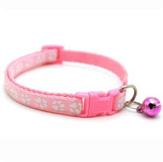Schattige Voetafdruk Patroon Bell Halsband Voor Katten Halsband Teddy Bomei Hond Cartoon Grappige Halsbanden Leads Kat Accessoires Dier Goederen Roze