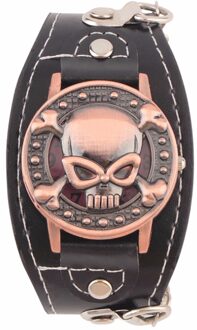 Schedel Cover Quartz Horloge Voor Mannen Vrouwen Pu Lederen Horloges Armband Horloge Heren Biker Metalen Horloges Voor Cool