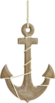 Scheeps anker voor wand/muur - Hout - 42 x 60 cm - Maritieme decoraties voor binnen - Beeldjes Bruin