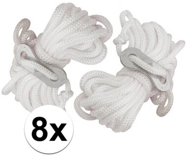 Scheerlijnen met gatspanners - set 8x stuks - wit - 3,5 meter