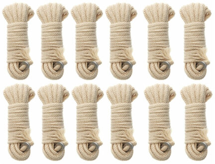 Scheerlijnset - 12x - katoen - 3 mm - 4m - tentkoorden - Kamperen