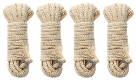 Scheerlijnset - 4x - katoen - 3 mm - 4m - tentkoorden - Kamperen