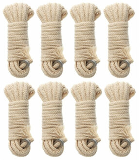 Scheerlijnset - 8x - katoen - 3 mm - 4m - tentkoorden - Kamperen