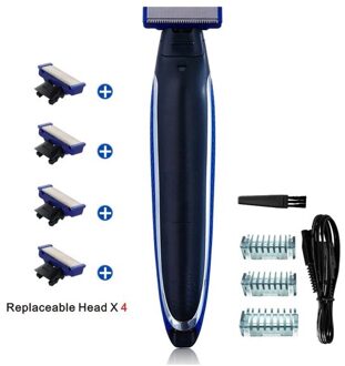 Scheermes Usb Oplaadbare Mannen Wasbare Oplaadbare Elektrische Scheerapparaat Elektrisch Scheren Baard Trimer Machine Shaver hoofd X 4