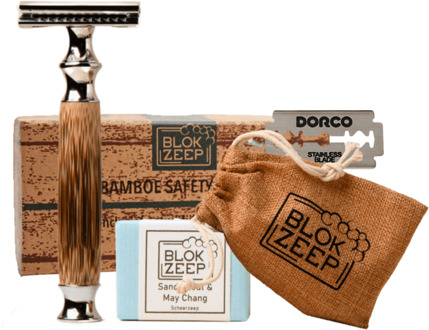 Scheerset - Met safety razor, juten meeneemzakje en natuurlijke scheerzeep - 1 Set - 1 stuk
