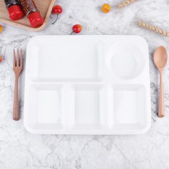 Scheiden Schotel Verdeeld Compartimenten Plaat Anti-Val Rijst Lade Praktische Servies Voor Thuis (Wit) geel